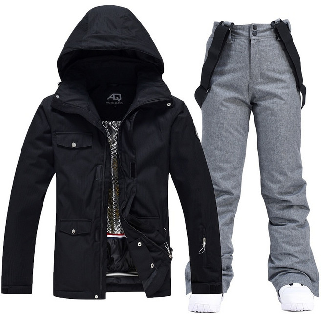 이지로지엑스 남여 스키복 겨울 아웃도어 스노우보드 스키복세트, 블랙-그레이, 1개