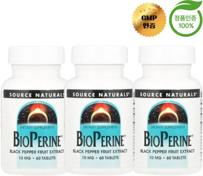 2+1 소스 내추럴스 바이오페린 10mg 60정, 3개 - 쿠팡