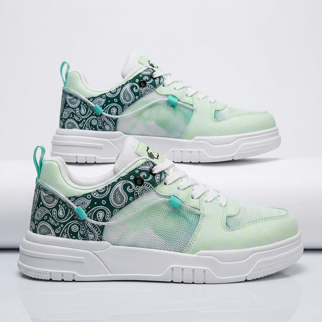 카주화 패턴 스니커즈 남성 메쉬 통기화 레트로 스트릿 스니커즈 두툼한 밑창 키높이 캐주얼 운동화