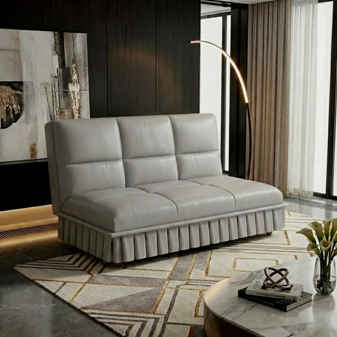 미스티 접이식 등받이 가죽 1인용 소파 MTL25, 그레이-60cm