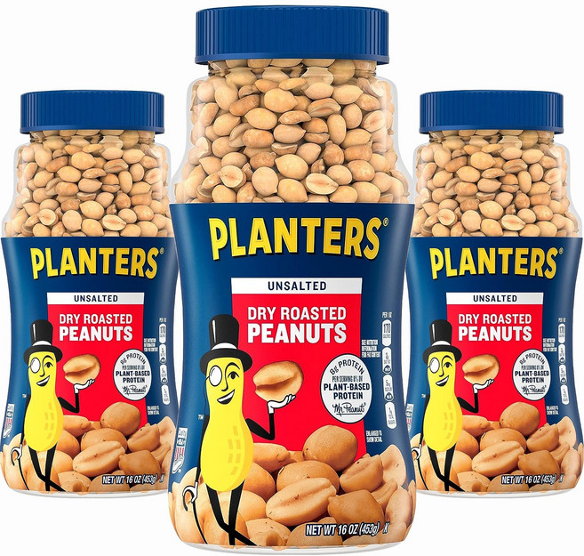 플랜터스 드라이 로스티드 피넛 언솔티드, 453g, 3개