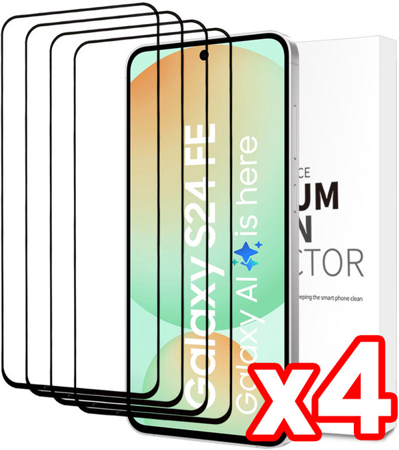 벌크온 1+1+1+1 갤럭시 S24 FE 풀커버 강화유리 액정 보호 필름, 4개