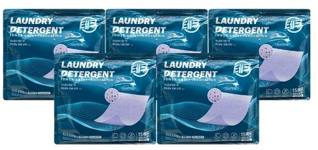 테크 한장빨래 효소캡처 라벤더 시트세제 1 /Hb, 5세트, 5매입