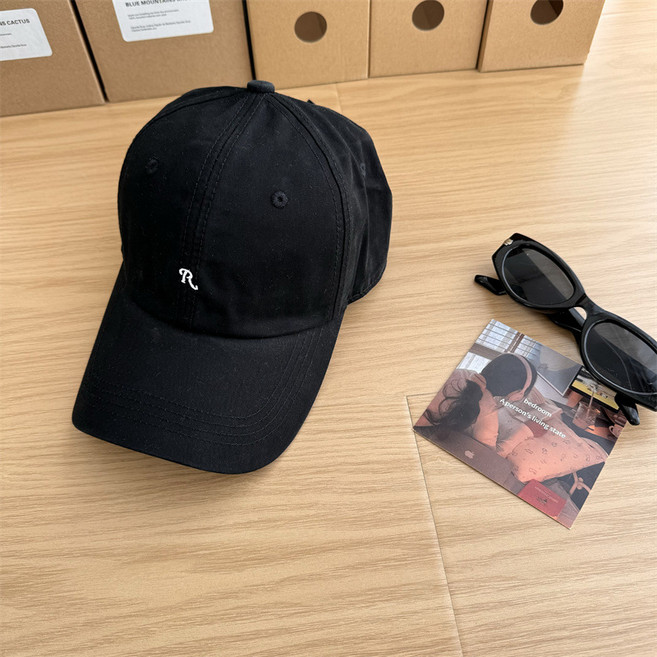 高品質韓國簡約復古R字母小標刺繡軟頂遮陽防曬棒球帽鴨舌帽情侶款