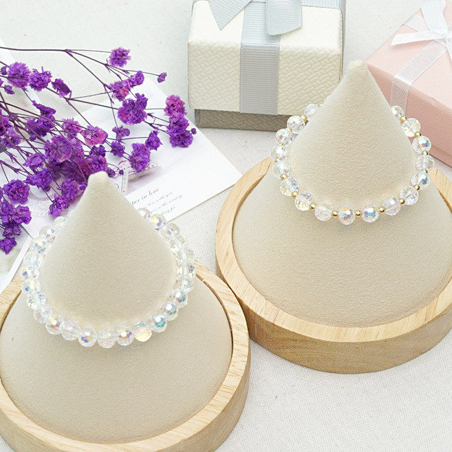 4월 탄생석 크리스탈 원석 팔찌 남자 여자 선물 염주팔찌