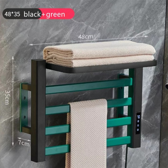 수건건조기65W 수건 따뜻하게 지능형 온도 조절 전기 온수 레일 랙 건조기 접시, 5.black green - EU - 110V