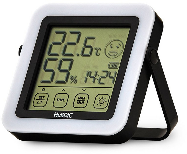휴비딕 온습도계 HT-20 무드등 수유등 신생아 온도계 습도계, 블랙