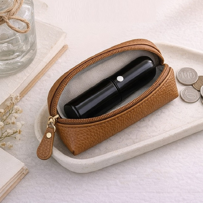 인감 도장 지갑 케이스 가죽 파우치 도장집, 핑크