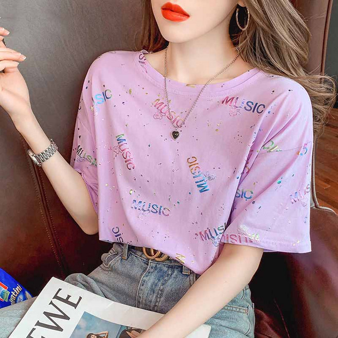 순면 반팔 티여 여름 루즈핏 상의 반팔 티셔츠 인싸 nvduanxiu