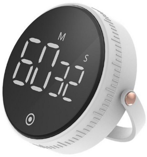 회전 LED 디지털 타이밍 알림기 키친 쿠킹 마그네틱밴드 거치대 SH644 (건전지 제외), 1개, 화이트