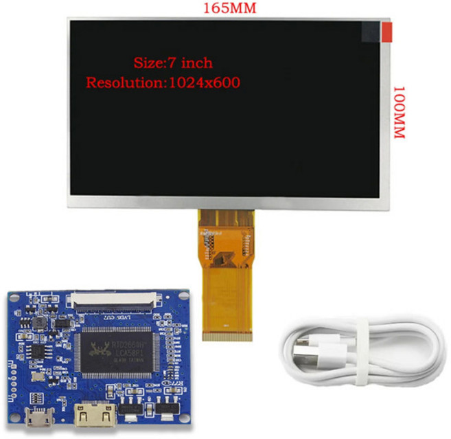 7 인치 1024*600 화면 디스플레이 LCD 모니터 드라이버 제어 보드 Lattepanda Raspberry Pi Banana PC 용 미니 HDMI 호환, 02 Only Control Board