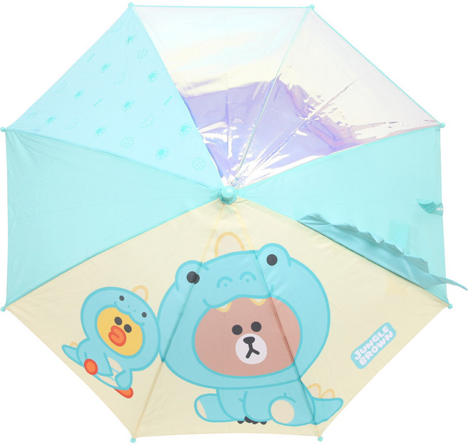 나린키즈 라인프렌즈 47 정글브라운 입체 홀로그램 우산 아동우산 어린이 장마대비 레인용품