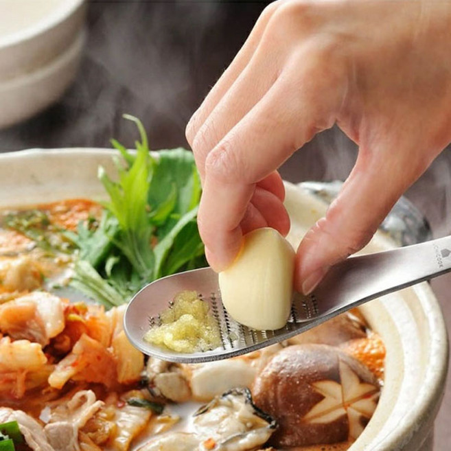 우치쿡 스푼 강판 마늘 생강 미니 그레이터 주방 조리도구, 1개, 스테인레스