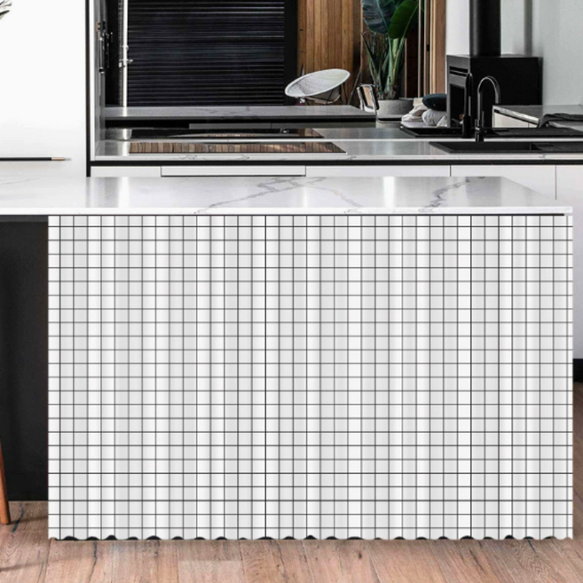 아티홈 격자무늬 벨크로 캐비닛 커튼