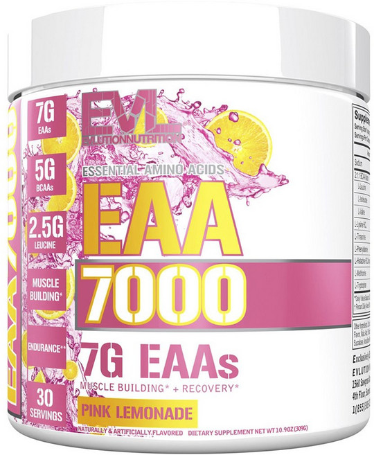 EVLUTIONNUTRITION EAA 7000必需胺基酸粉 Pink Lemonade風味, 1罐, 309g