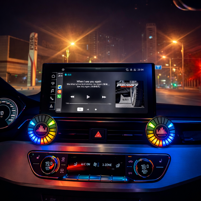 워홈 자동차 차량용 이퀄라이저 엠비언트 실내 무드등, 1개, RGB LED 소리반응