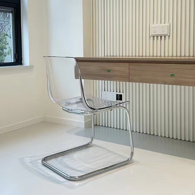 컬러있는 투명 식탁의자 미드센츄리 철제 플라스틱체어, 투명화이트, 1개, 투명화이트