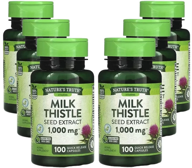 네춰스 트르스 밀크시슬씨 추출물 1 000mg 100 퀵 릴리스 캡슐, 6팩, 100정 - 쿠팡