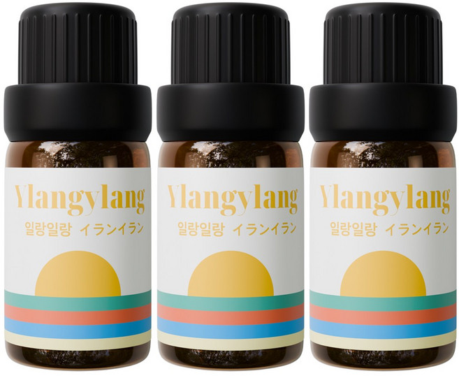 1+1+1 천연 유기농 아로마오일 에센셜오일, 유기농 일랑일랑오일, 10ml, 3개