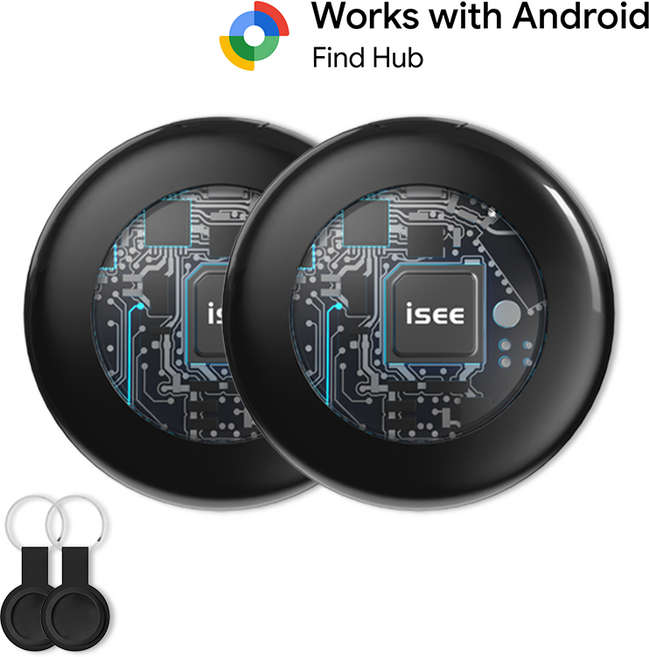아이시(isee) 안드로이드 갤럭시 전용 스마트태그 위치추적기 미아방지 분실방지 위치추적, 블랙(안드로이드), 2개