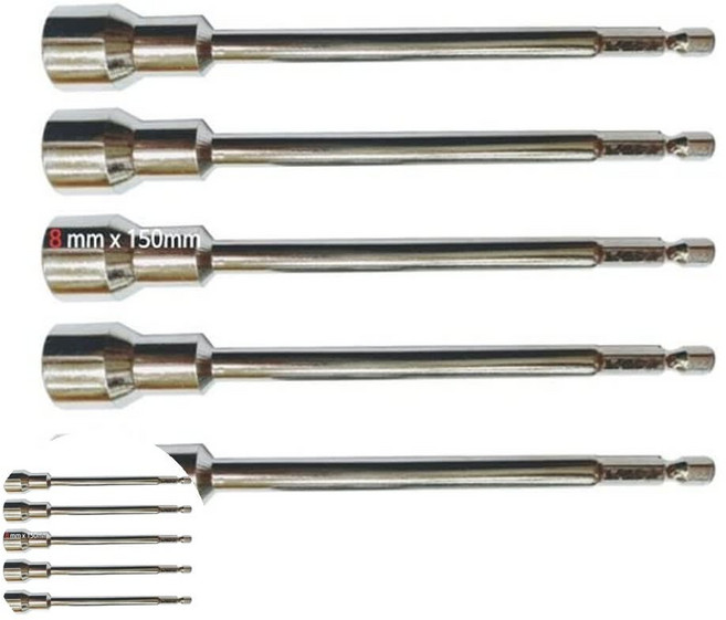 볼트조이기 자석 육각비트소켓 x 롱타입 임팩트 드라이버 연장 복스알 볼트 너트 체결용 8mm 150mm 5개 세트, 본상품