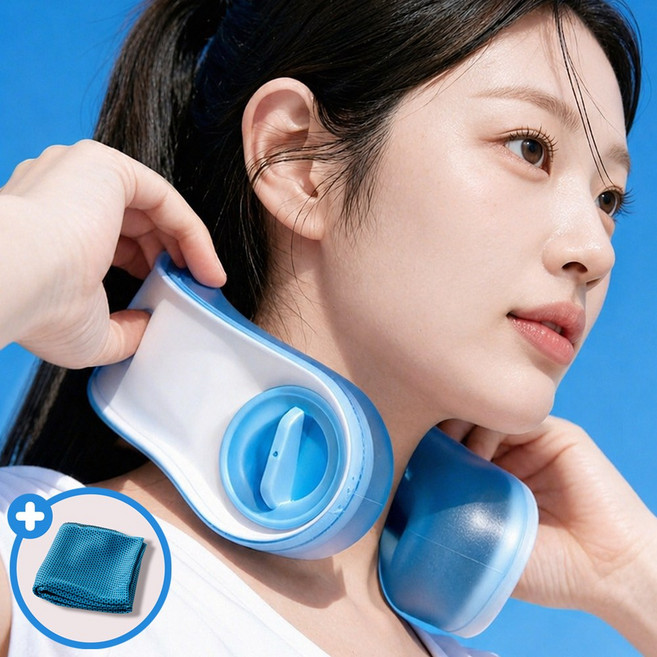 무감 아이스 넥쿨러 대용량 + 쿨링 타월, 1개, 블루
