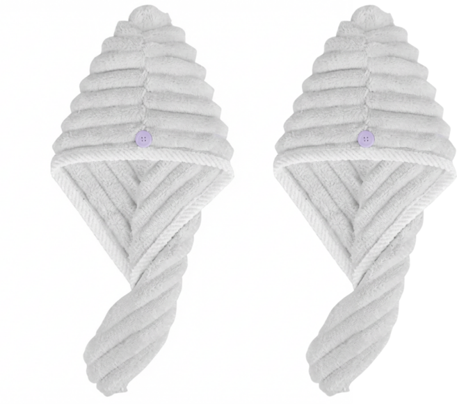 [1+1] 초강력 수분 흡수 헤어 건조 타월 2P, 2개, 그레이