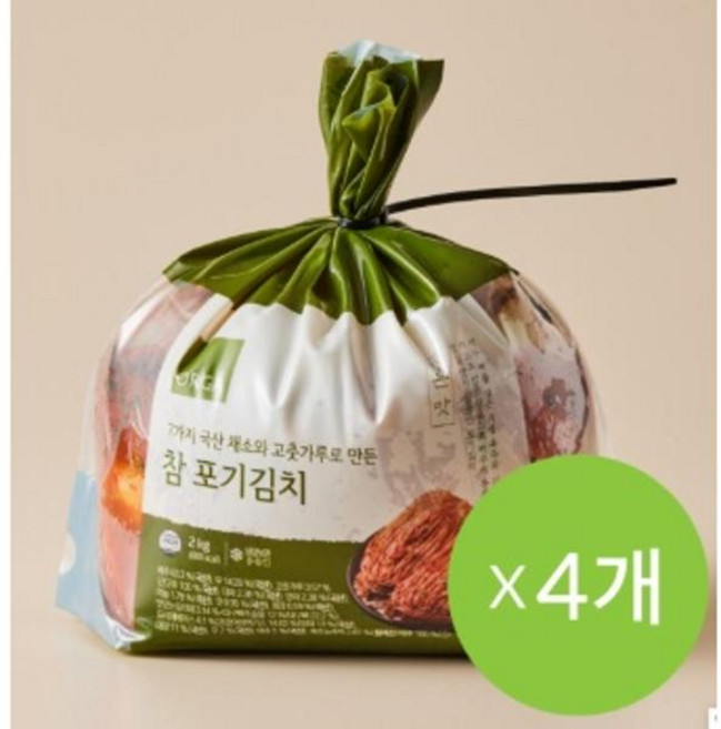 풀무원 7가지 국산 채소와 고춧가루로 만든 참 포기김치 2kg 4개
