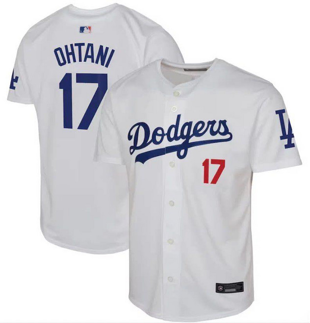 la 오타니 어린이 다저스 유니폼 단추 반팔 티셔츠 반팔티 저지 야구