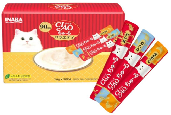 이나바 챠오츄르 짜먹는 고양이 간식, 90개, 14g