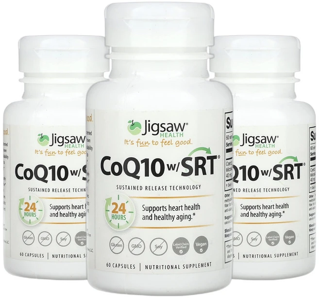 직쏘헬스 코큐텐 CoQ10 w/ SRT 캡슐 60정캡슐 1정당 100mg 2+1, 3개, 60정 - 쿠팡
