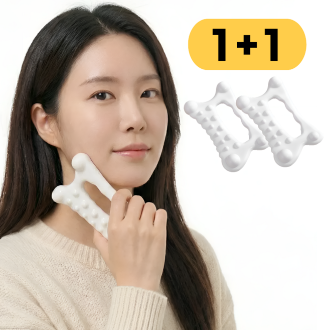 모스터 바디 목 어깨 얼굴 지압 괄사 마사지기, 화이트, 2개