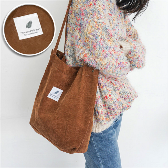 코슈어 에코백 코듀로이 캔버스 숄더백 무지 에코 가방