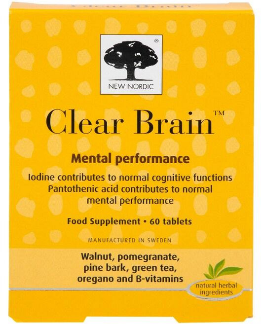 뉴 노르딕 클리어 브레인 멘탈퍼포먼스 월넛 파인바크 그린티 비타민 new nordic Clear Brain, 1개, 60정
