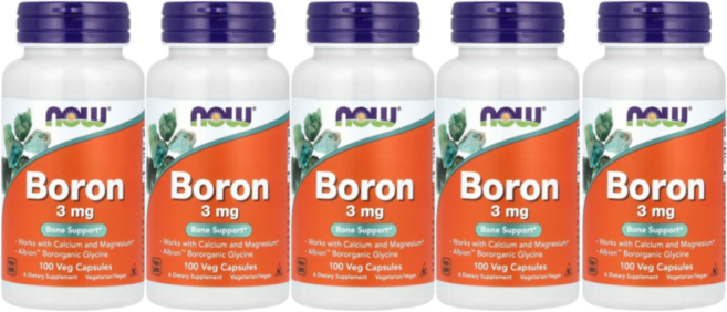 NOW Foods Boron 3 mg Veggie Capsules 보론, 100정, 5개