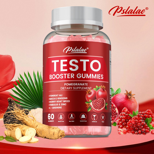 남성용 테스토 젤리(60개) - 남성용 고강도 부스터 - 혼합 베리 맛 - 마카 인삼 아연 및 셀레늄 함유 - 무설탕 및 비건 적합, 1개, 60정