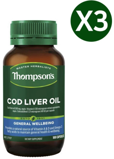 톰슨 코드 리버 오일 대구간유 100정 X3, 3개 - 쿠팡