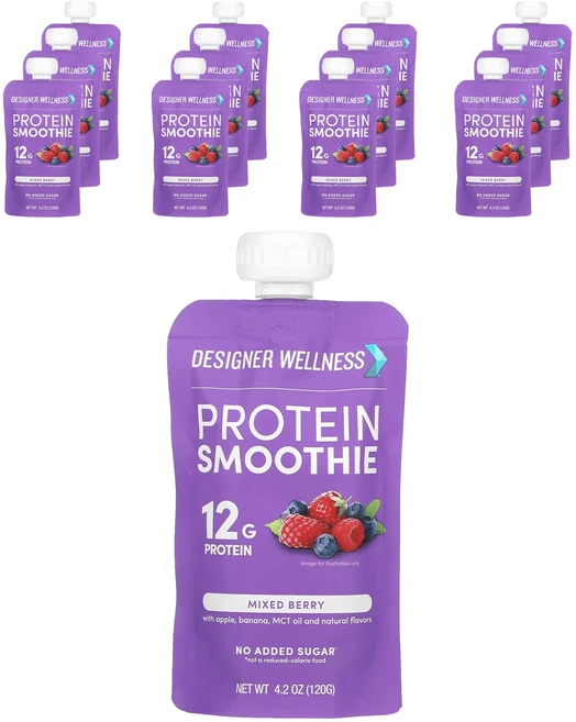 새해 건강을 선물하세요 Designer Wellness 단백질 스무디 믹스 베리 12팩 각 120g(4.2oz) 특별관리진행, DesignerWellness단백질스무디믹스베리12팩각, 120g - 쿠팡