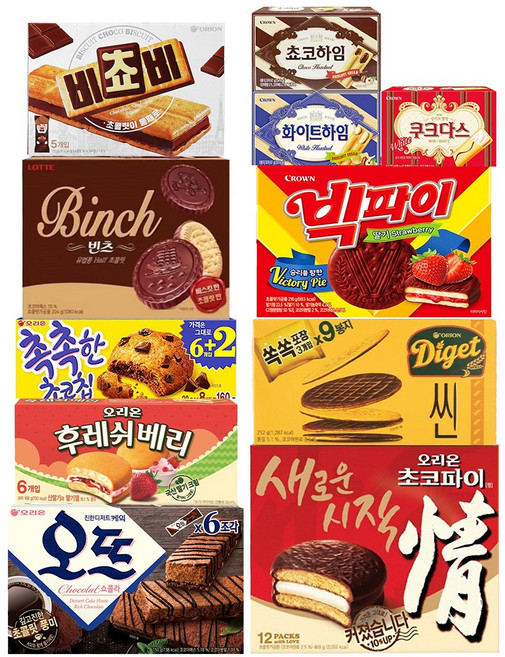 빅쵸비 세트 탕비실 및 사무실 과자 간식 11종 세트 비쵸비+오뜨+빈츠+후레쉬베리+초코파이+버터와플+촉촉한초코칩+쿠크다스+화이트하임+쵸코하임+다이제씬, 1개