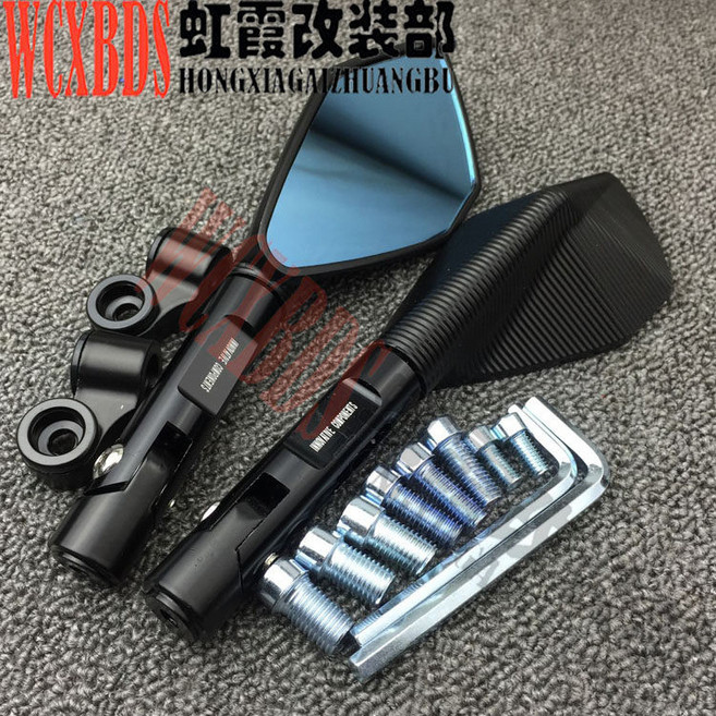 사이드미러 반사경 드레스업 용 역방향 모터사이클 롱 백미러 블랙, 1개