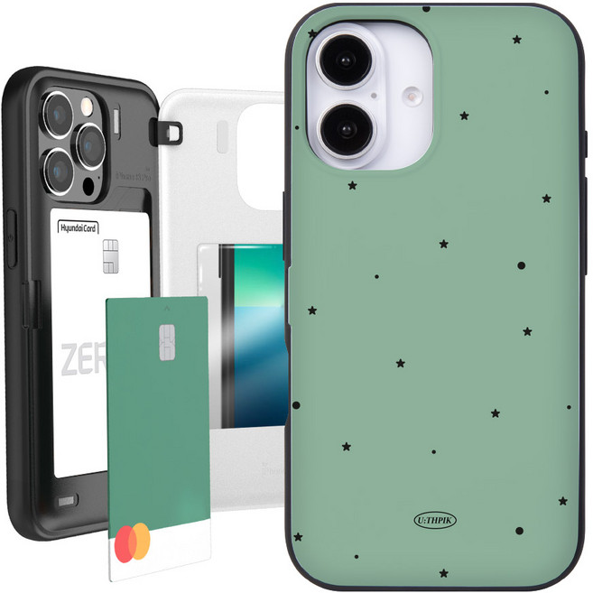 107가지 아이폰16 전용 실용적인 카드2장수납 마그네틱포켓 케이스