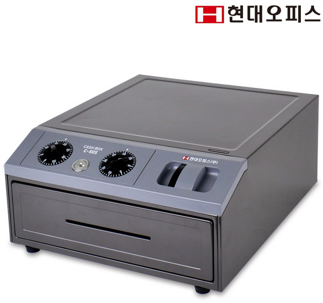 현대오피스 페이퍼프랜드 수제금고 C-505 슬라이딩 삼중잠금 캐쉬박스 금전함, 단품