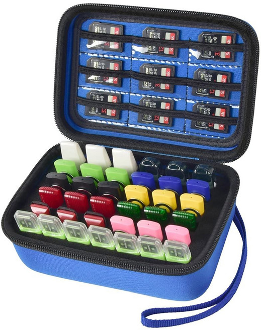 USB 플래시 드라이브 케이스 샌디스크용 SD 카드/메모리 스틱 파우치 삼성용 넷택용 마스펜/샘데이터 엄지 드라이브용 스펀지가 있는 하드 쉘 보호 스토리지 정리함 전용, Blue