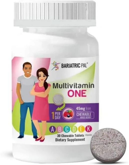 BariatricPal Multivitamin ONE 1 per Day! Bariatric Multivitamin Chewable with 45 mg of Iron | Oran, Mixed Berry (With 45mg Iron), 1개 - 쿠팡