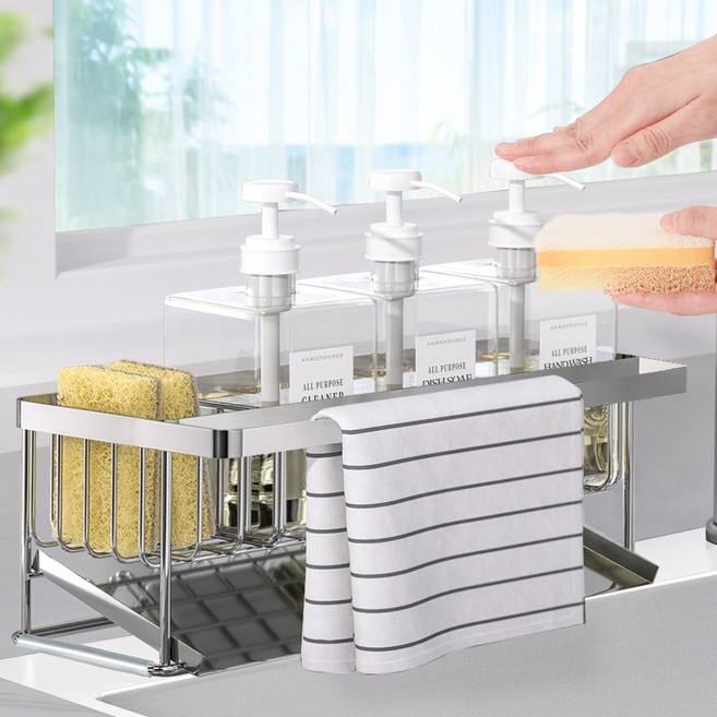 하우스글란츠 올스텐304 넓은 와이드 행주걸이형 수세미거치대, 1개, 행주걸이형_스텐