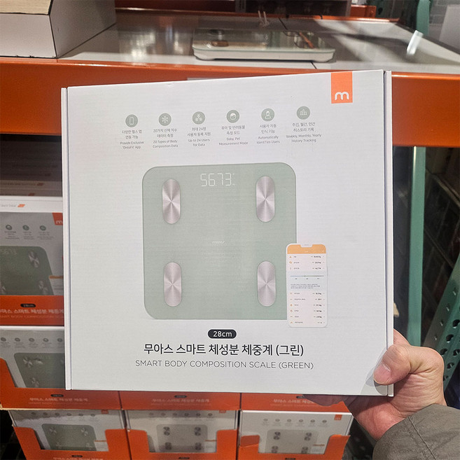 코스트코 무아스 체성분 디지털 체중계 색상랜덤 28CM 헬스어플 연동 19가지 신체지수 측정