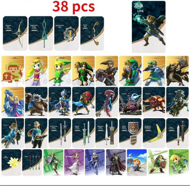 젤다의전설 젤다 아미보 젤다의 전설 킹도 눈물 유령 검 장비 크로스오버 카드 스위치 NFC 게임 칩 38 개, [01] 38 sheets mini truck, 1개
