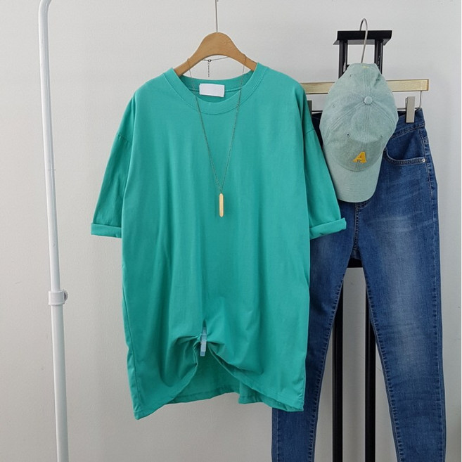 상상그이상 여성용 국내제작 면 왕박스 반팔티셔츠 빅사이즈 탄탄한 면원단 무지 파스텔 컬러 티셔츠 임산부 반팔티 추천 홈웨어룩 가볍게 입기 좋은 데일리템