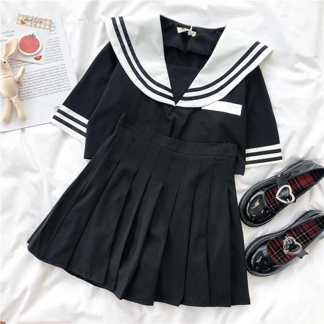 JK制服學院風套裝女夏季水手服短袖上衣百褶短裙兩件套