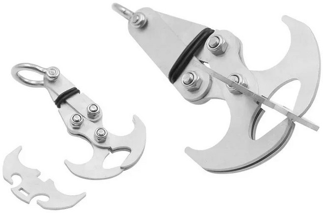 스테인리스강 접이식 갈고리 내구성 및 배치 다목적 야외 모험 하이킹용 비상 도구, 1개, 1. 은